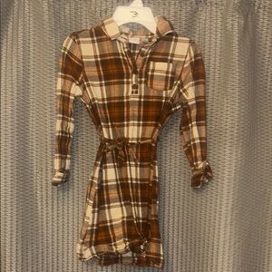 The Children's Place Tan and Brown Polo Collar Shirt Dress